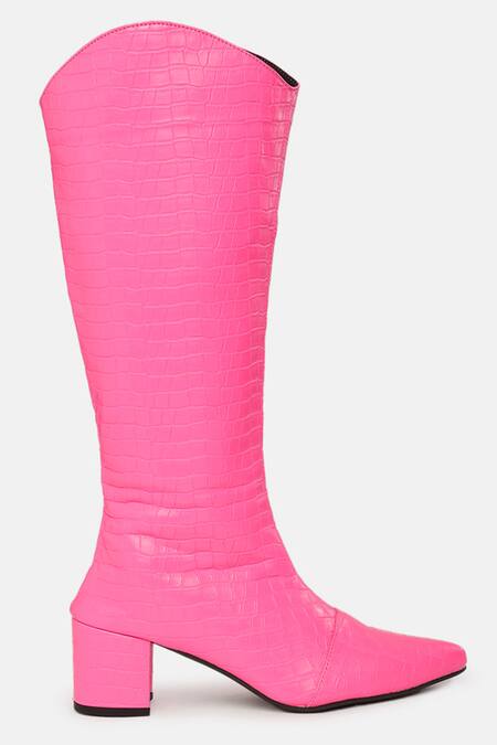 Buy Zori World Pink Textured Designer Boots Online at Aza Fashions Buy_Zori World_Pink Textured Designer Boots _Online_at_Aza_Fashions