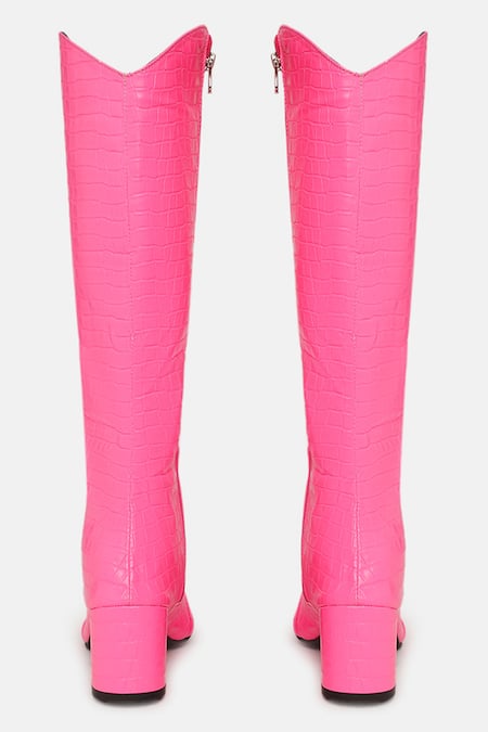 Zori World Textured Pink Designer Boots 