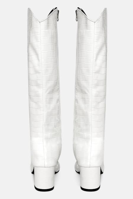 Zori World Croc Textured White Designer Boots 