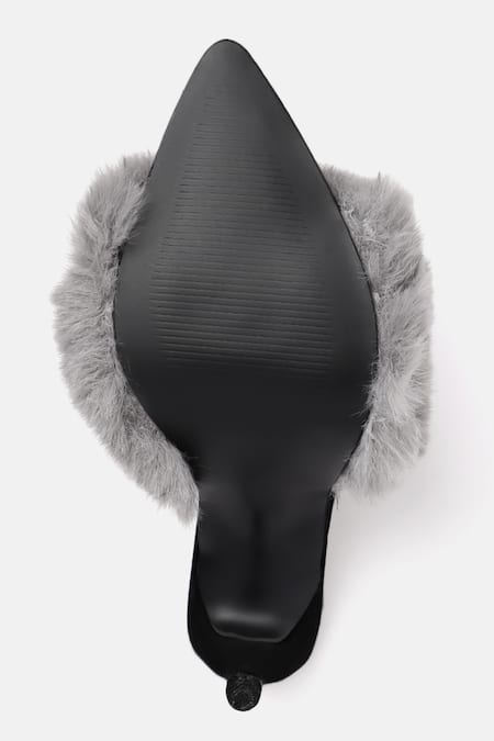 Buy_Zori World_Gray Faux Fur Strap Stiletto Heels _Online_at_Aza_Fashions