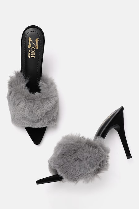 Zori World Faux Fur Strap Stiletto Heels 