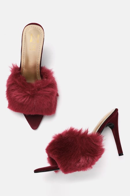 Zori World Faux Fur Embellished Stiletto Heels 