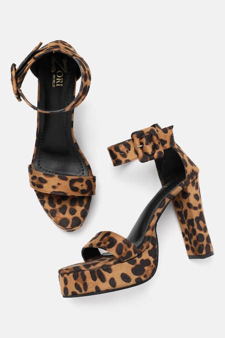Zori World Leopard Print Platform Heels 