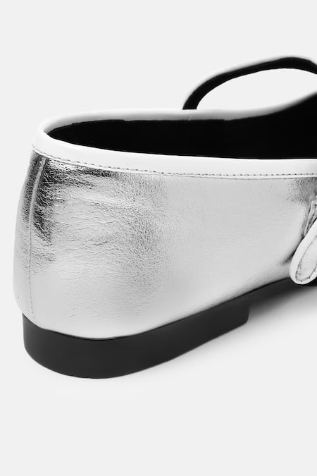 Zori World_Silver Pipe Detail Mary Jane Flats _at_Aza_Fashions