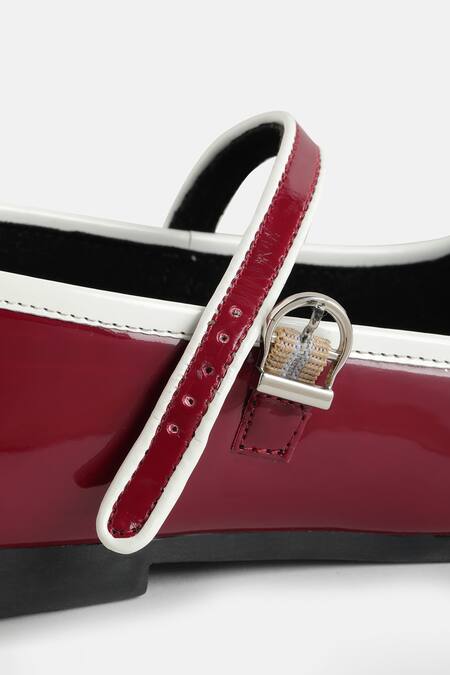 Zori World_Maroon Pipe Detail Mary Jane Flats _at_Aza_Fashions