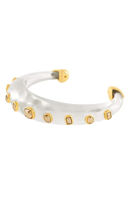Isharya_White Crystals Clear Core Cuff Bracelet _Online_at_Aza_Fashions