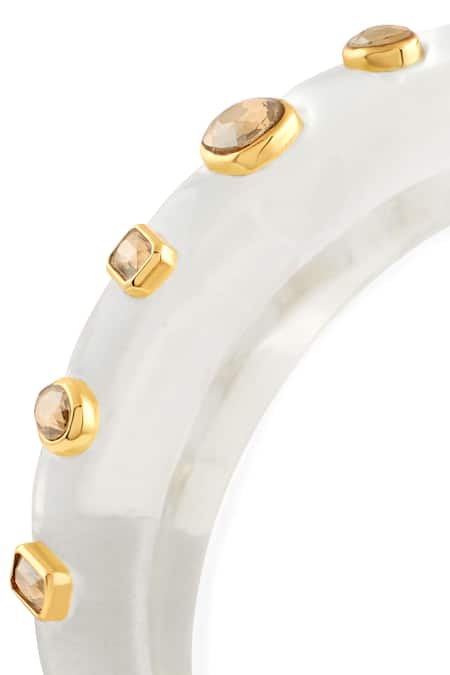Buy_Isharya_White Crystals Clear Core Cuff Bracelet _Online_at_Aza_Fashions
