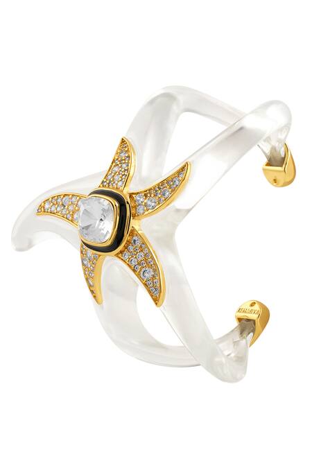 Isharya_White Crystals Starfish Cuff Bracelet_Online_at_Aza_Fashions