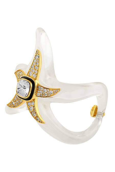 Buy_Isharya_White Crystals Starfish Cuff Bracelet_Online_at_Aza_Fashions