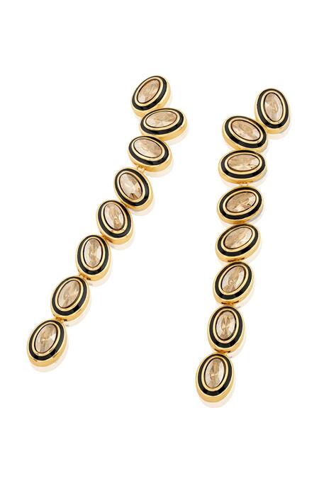 Buy Isharya Gold Plated Crystals Embellished Dangler Earrings Online at Aza Fashions Buy_Isharya_Gold Plated Crystals Embellished Dangler Earrings _Online_at_Aza_Fashions