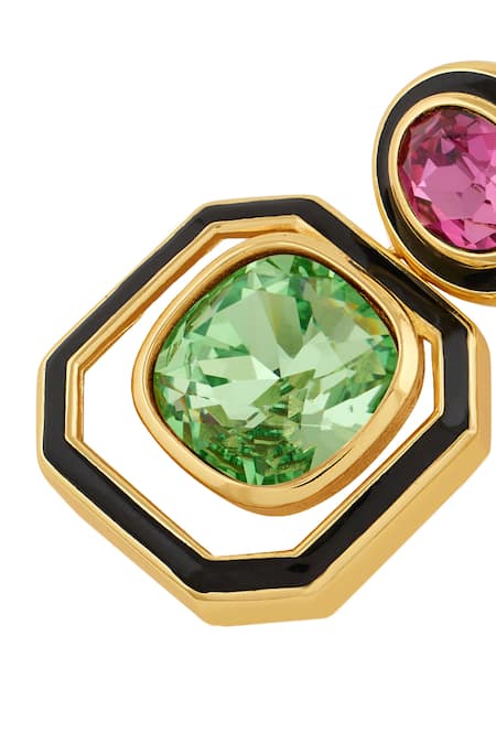 Buy_Isharya_Multi Color Crystals Mismatched Drop Earrings _Online_at_Aza_Fashions