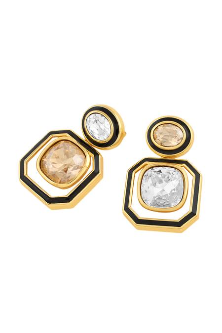 Isharya Multi Color Crystals Mismatched Dangler Earrings Online at Aza Fashions Isharya_Multi Color Crystals Mismatched Dangler Earrings _Online_at_Aza_Fashions