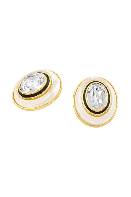 Isharya Gold Plated Crystals Embellished Stud Earrings Online at Aza Fashions Isharya_Gold Plated Crystals Embellished Stud Earrings_Online_at_Aza_Fashions