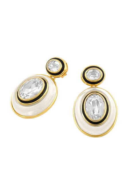 Isharya_Gold Plated Crystals Embellished Danglers_Online_at_Aza_Fashions