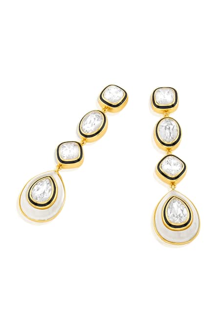 Isharya Gold Plated Crystals Embellished Dangler Earrings Online at Aza Fashions Isharya_Gold Plated Crystals Embellished Dangler Earrings _Online_at_Aza_Fashions