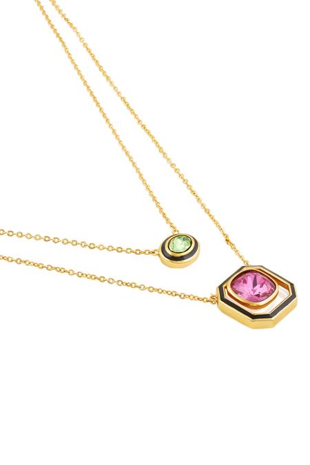 Buy_Isharya_Purple Layered Necklace With Crystal Embellishment _Online_at_Aza_Fashions