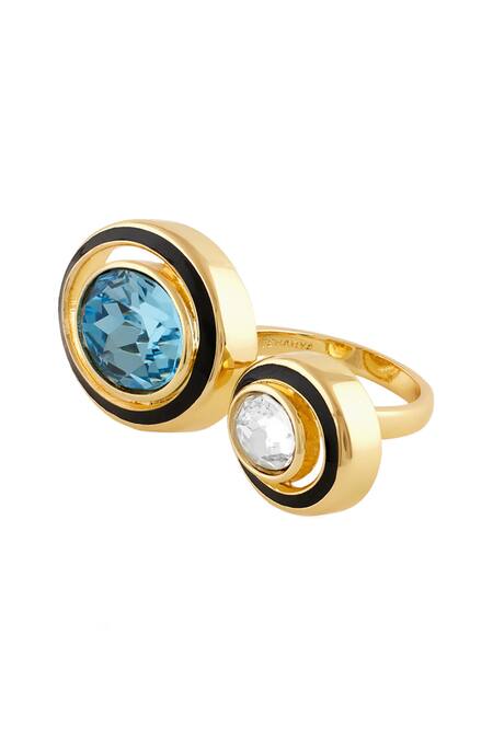 Buy Isharya Multi Color Crystals Two Head Embellished Ring Online at Aza Fashions Buy_Isharya_Multi Color Crystals Two Head Embellished Ring_Online_at_Aza_Fashions