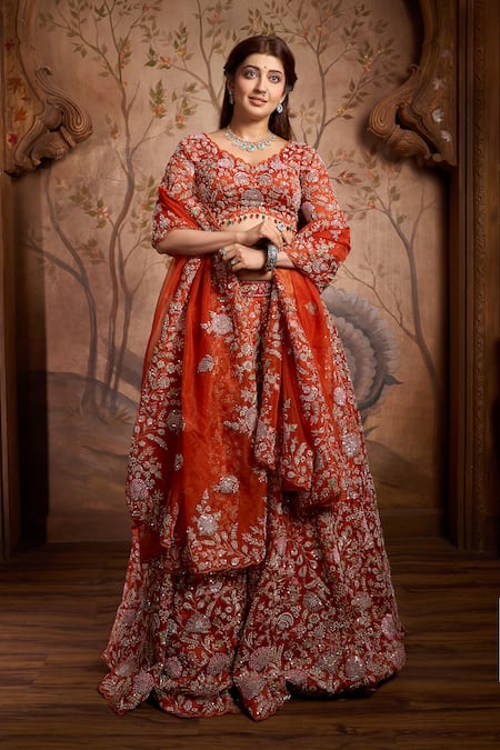 Mehar Floral Vine Embroidered Lehenga Set 