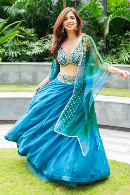 Saahiil Kapoor Dabka Embroidered Lehenga & Cape Set 