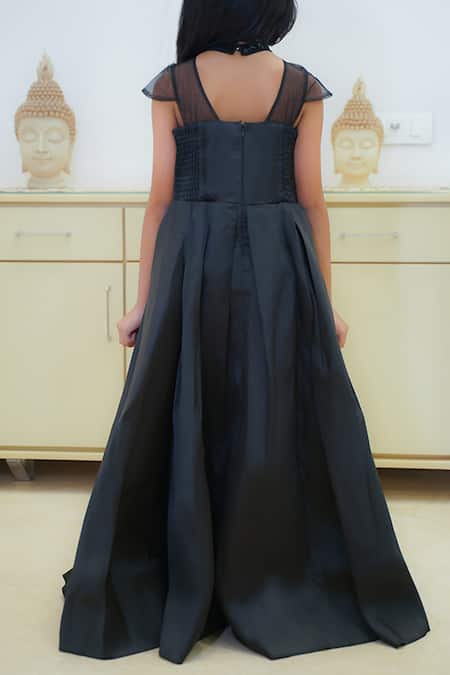 Petite Pomme Flared Sequin Embroidered Gown 