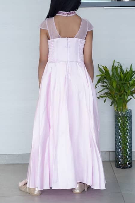 Petite Pomme Pink Sequin Embroidered Gown 