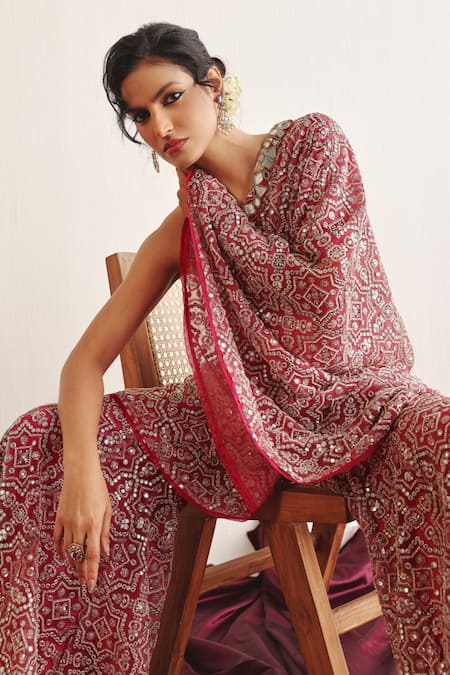 Shop_Twenty Nine_Pink Mirror Embroidered One Shoulder Cape 