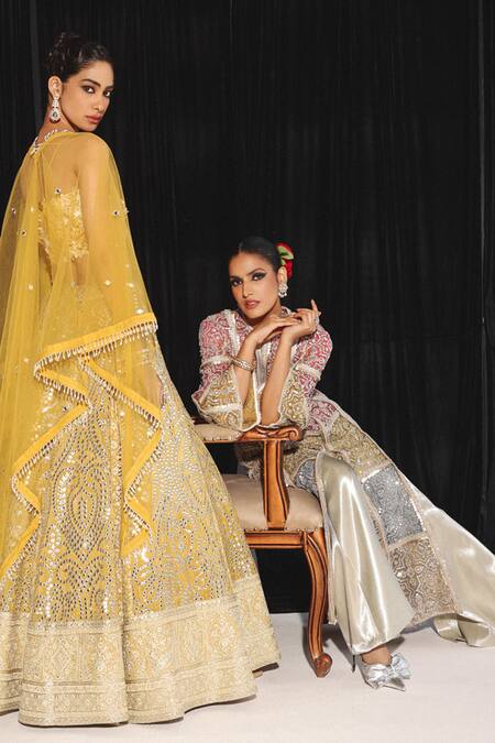 Shop_Twenty Nine_Silver Brocade Embroidery Mirror Square Neck Bandeau Top