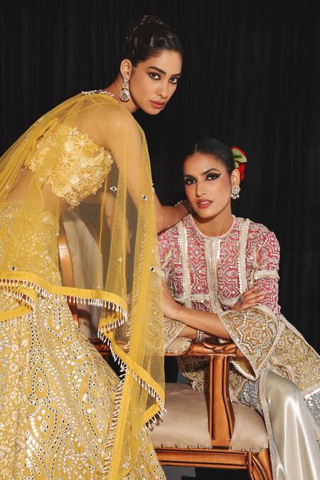 Buy Twenty Nine Yellow Mirror Embroidered Cape Online at Aza Fashions Buy_Twenty Nine_Yellow Mirror Embroidered Cape _Online_at_Aza_Fashions