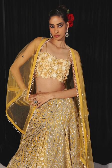 Buy Twenty Nine Yellow Mirror Embroidered Cape Buy_Twenty Nine_Yellow Mirror Embroidered Cape