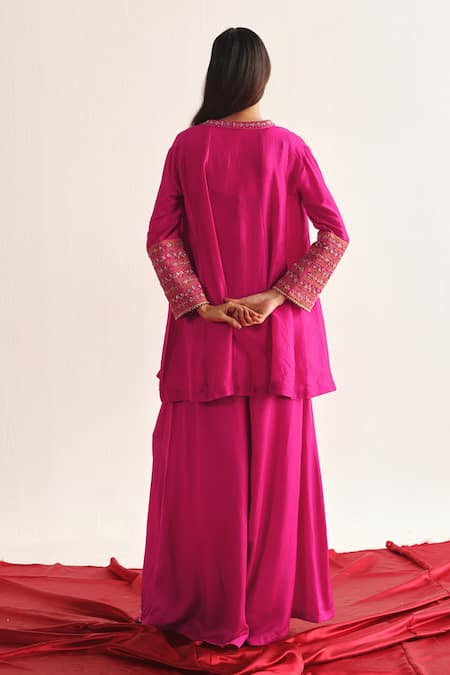 Shop_Twenty Nine_Pink Silk Embroidery Banarasi Bandhani Dupatta _at_Aza_Fashions