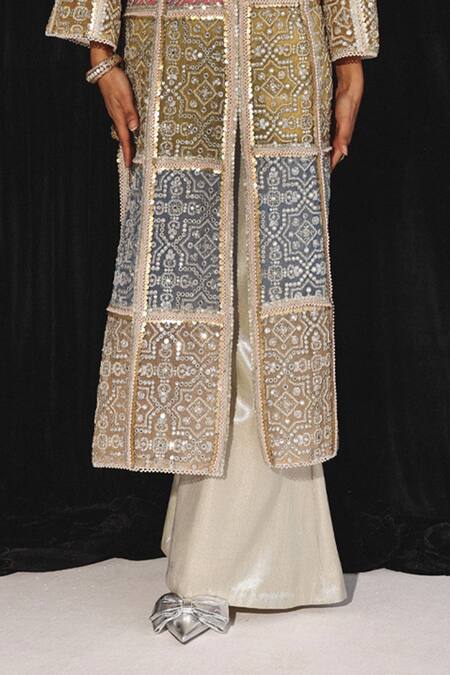 Twenty Nine_Ivory Brocade Solid Palazzo _Online_at_Aza_Fashions