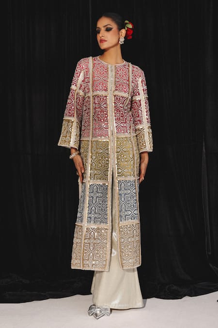 Buy_Twenty Nine_Ivory Brocade Solid Palazzo _Online_at_Aza_Fashions