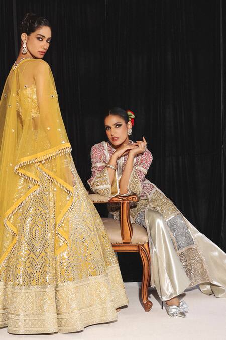 Twenty Nine_Ivory Brocade Solid Palazzo _at_Aza_Fashions