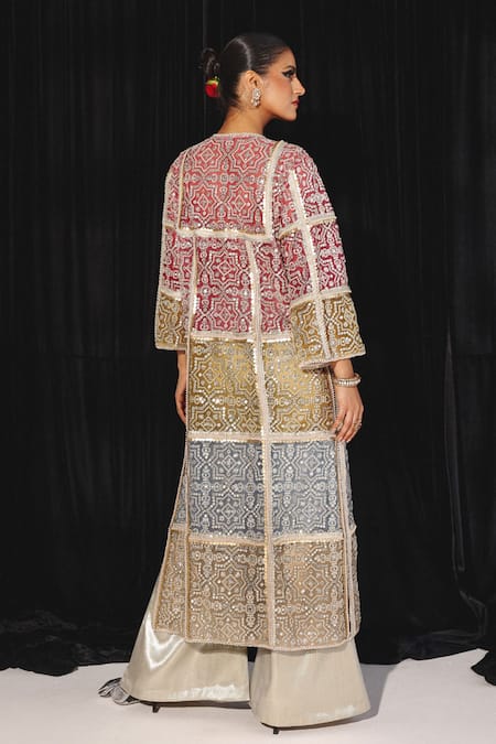 Shop_Twenty Nine_Ivory Brocade Solid Palazzo _at_Aza_Fashions