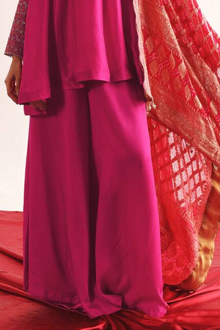 Twenty Nine Pink Silk Fuchsia Flared Palazzo Online at Aza Fashions Twenty Nine_Pink Silk Fuchsia Flared Palazzo _Online_at_Aza_Fashions