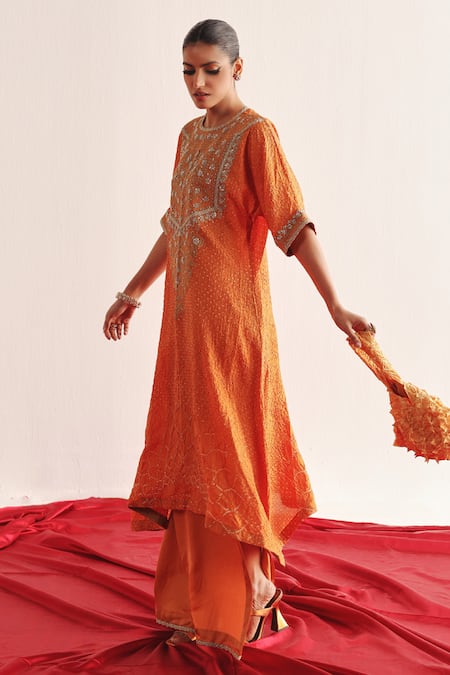 Twenty Nine Orange Silk Embroidery Marodi Skirt Online at Aza Fashions Twenty Nine_Orange Silk Embroidery Marodi Skirt _Online_at_Aza_Fashions