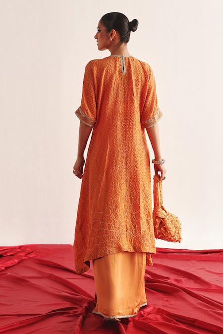 Shop Twenty Nine Orange Silk Embroidery Marodi Skirt at Aza Fashions Shop_Twenty Nine_Orange Silk Embroidery Marodi Skirt _at_Aza_Fashions