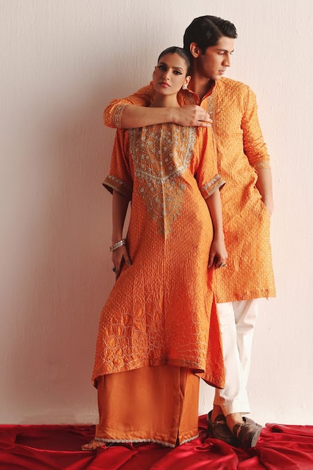 Shop Twenty Nine Orange Silk Embroidery Marodi Skirt Online at Aza Fashions Shop_Twenty Nine_Orange Silk Embroidery Marodi Skirt _Online_at_Aza_Fashions