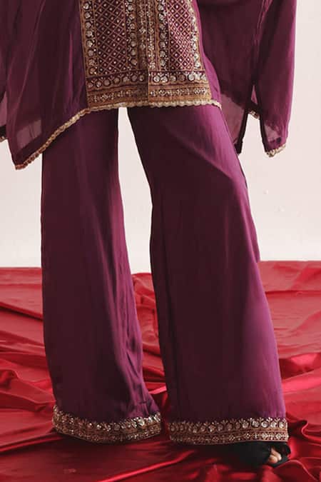 Twenty Nine Purple Silk Embroidery Marodi Work Palazzo Online at Aza Fashions Twenty Nine_Purple Silk Embroidery Marodi Work Palazzo _Online_at_Aza_Fashions