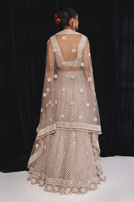 Twenty Nine Gold Mirror Embroidered Net Lehenga 