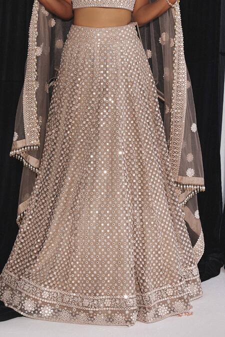 Twenty Nine_Gold Net Mirrors Embroidered Lehenga _at_Aza_Fashions