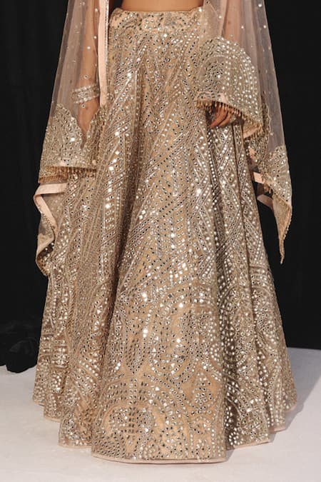 Buy Twenty Nine Peach Tissue Mirrors Embroidered Lehenga Online at Aza Fashions Buy_Twenty Nine_Peach Tissue Mirrors Embroidered Lehenga _Online_at_Aza_Fashions