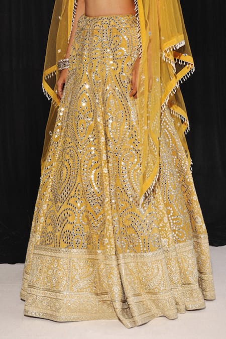 Buy Twenty Nine Yellow Tissue Mirrors Embroidered Box Pleat Lehenga Online at Aza Fashions Buy_Twenty Nine_Yellow Tissue Mirrors Embroidered Box Pleat Lehenga _Online_at_Aza_Fashions