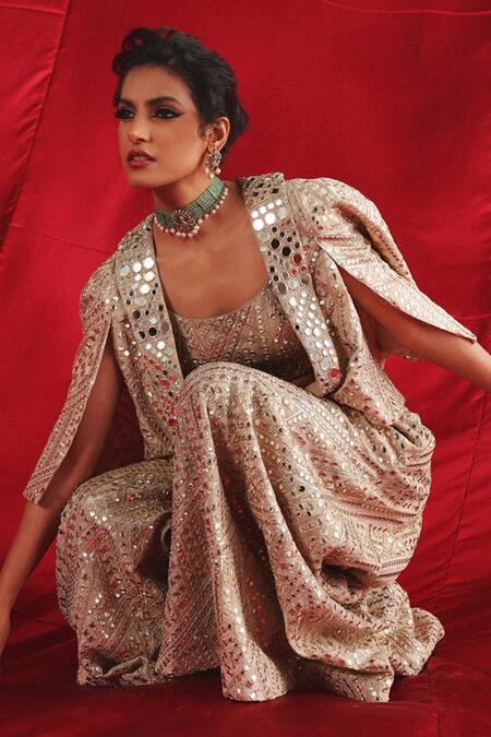 Buy Twenty Nine Silver Tissue Mirrors Embroidered Sharara Online at Aza Fashions Buy_Twenty Nine_Silver Tissue Mirrors Embroidered Sharara _Online_at_Aza_Fashions