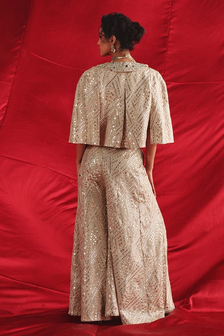 Shop Twenty Nine Silver Tissue Mirrors Embroidered Sharara at Aza Fashions Shop_Twenty Nine_Silver Tissue Mirrors Embroidered Sharara _at_Aza_Fashions