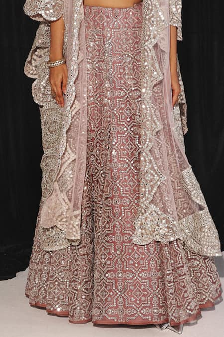 Twenty Nine Wine Tulle Mirrors Embroidered Lehenga Online at Aza Fashions Twenty Nine_Wine Tulle Mirrors Embroidered Lehenga _Online_at_Aza_Fashions