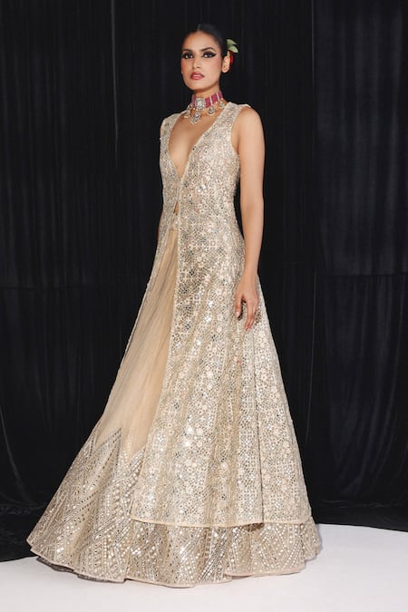 Twenty Nine Geometric Applique Work Lehenga 