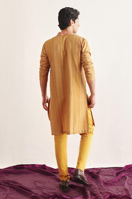 Twenty Nine Kantha Embroidered Yellow Short Kurta 