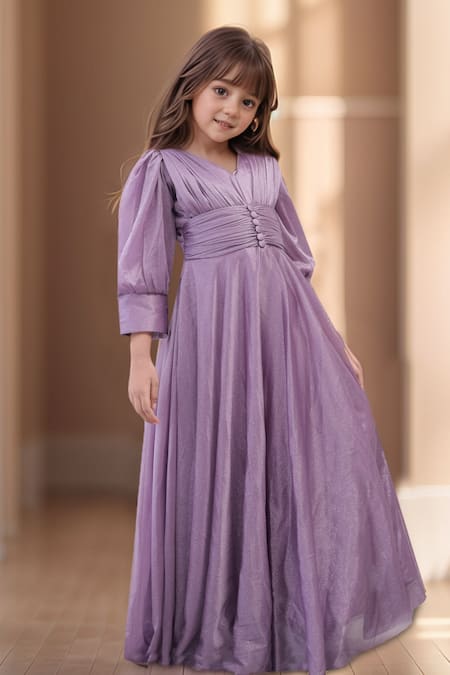 Samyukta Singhania Purple Shimmer Gathered Long Gown 
