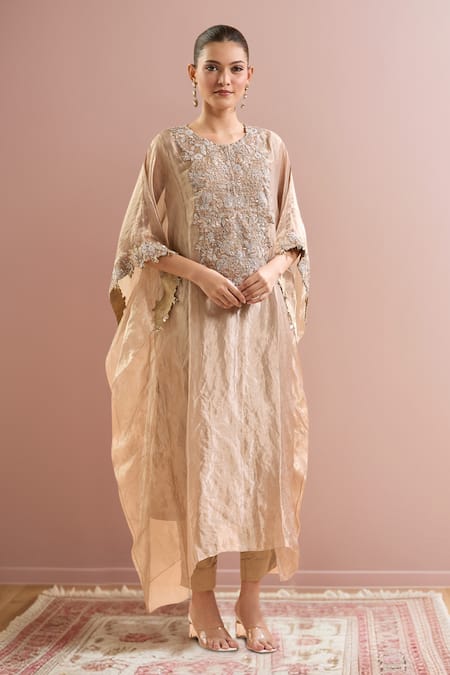 Prisho Floral Embroidered Kaftan Pant Set 
